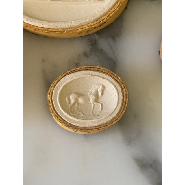 Metal Antique Italian Grand Tour Plaster Intaglios - Set of 6 (Group #5) For Sale - Image 7 of 11