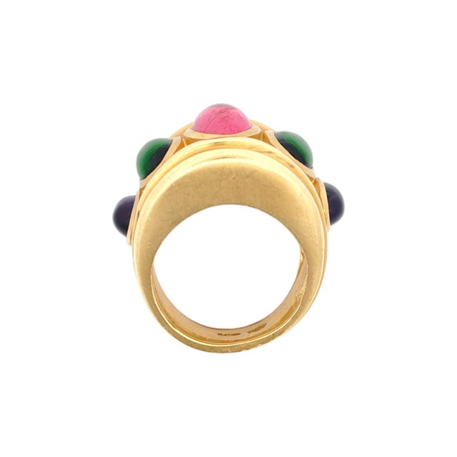 Metal Seidengang 18k Diopside Amethyst & Tourmaline Ring, Size 6.5 For Sale - Image 7 of 8