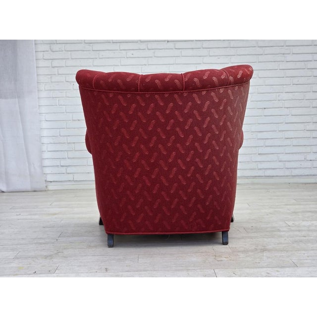 Vintage Danish Relax Chair in Red Furniture Wool, 1950s For Sale - Image 11 of 18