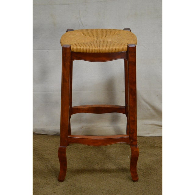 French Country Style Set of 3 Rush Seat Bar Stools | Chairish