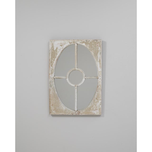 1900s French Wood White Wall Patinated Mirror For Sale - Image 10 of 18