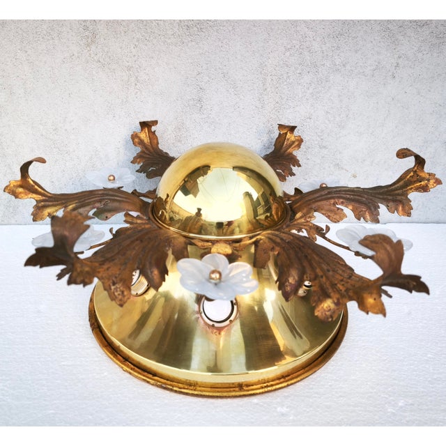 Gold Hollywood Regency Florentine Wall Lamp attributed to Banca Firenze, Italy, 1960s For Sale - Image 8 of 18