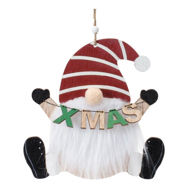 Wood Gnome Ornament (Set of 12) For Sale
