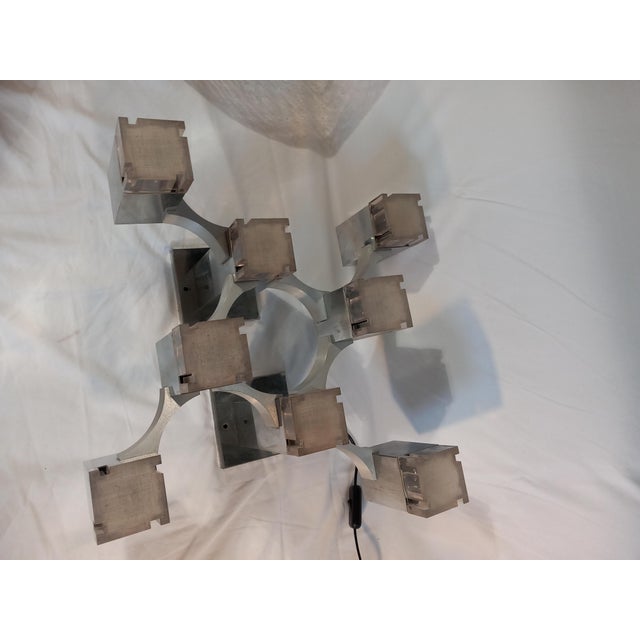 Mid-Century Modern Italian Ceiling Light in Cubic Chrome Metal and Acrylic Glass by Gaetano Sciolari, 1970s For Sale - Image 3 of 16