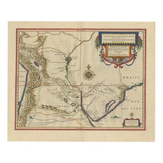 Blaeu Paraguay Map, Rio De La Plata, Antique Engraving, South America 1642 For Sale