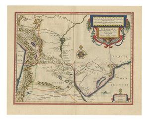 Blaeu Paraguay Map, Rio De La Plata, Antique Engraving, South America 1642