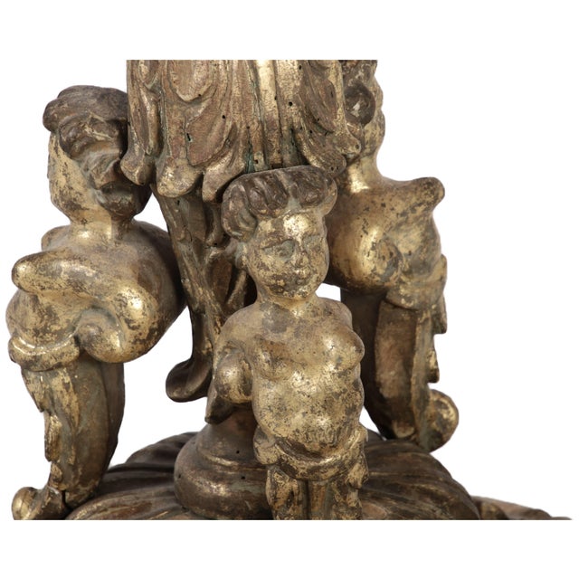 High Antique Gilded Wood Floor Chandelier, 1700s For Sale - Image 14 of 18