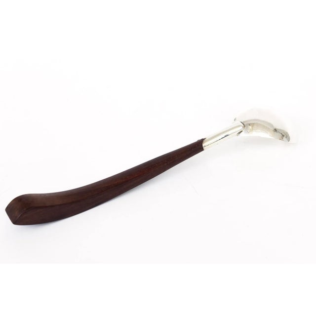 Wood Vintage Spratling Style Modernist Hallmarked Sterling Silver and Rosewood Serving Spoon. For Sale - Image 7 of 9