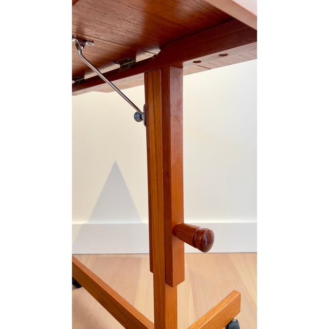 Brdr. Furbo Danish Modern Teak Adjustable Rolling Architect's Desk, BRDR Furbo for Levenger, 1980s For Sale - Image 4 of 8