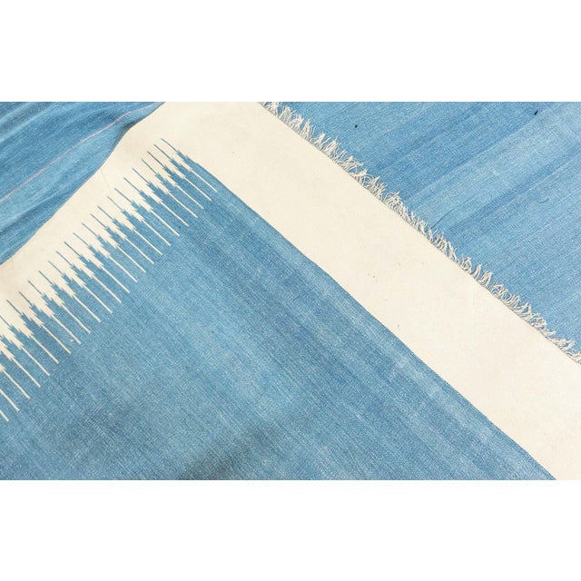Sky Blue Doris Leslie Blau Vintage Indian Dhurrie Rug For Sale - Image 8 of 9