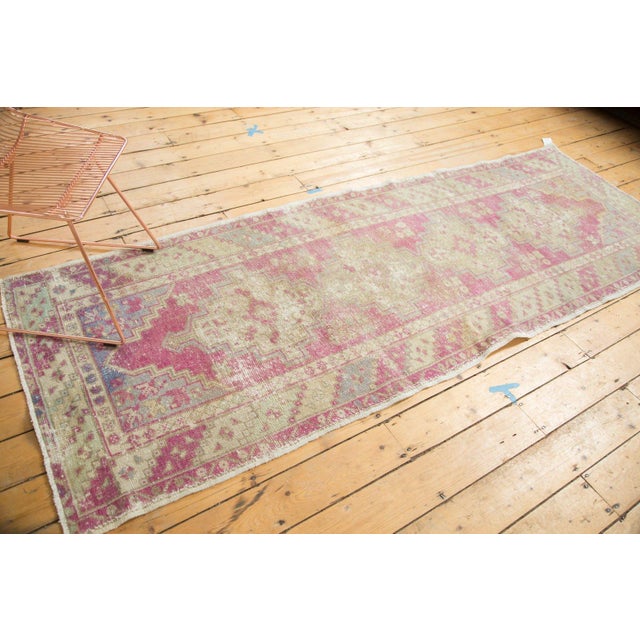Purple Vintage Distressed Oushak Rug Runner - 3'4" x 9'6" For Sale - Image 8 of 11