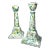 Vintage Modern Coastal Splatterware Painted Ceramic Glazed Candlesticks, a Pair, Turquoise, Yellow, Chartreuse For Sale