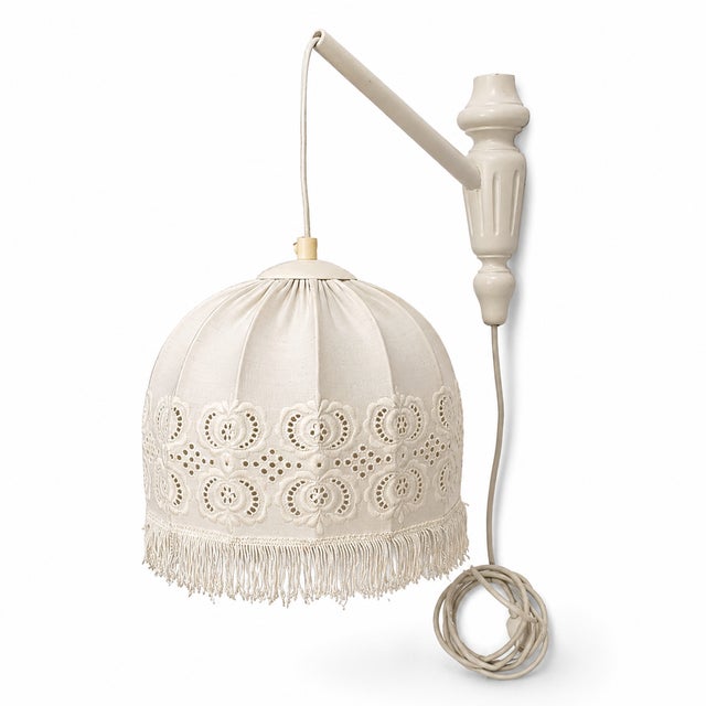 Mid-Century Modern Model 1963 Swedish Mid-Century Modern Wall Lamps of Markslöjd Kinna Lace & Fringe Wall Sconces, Model - a Pair For Sale - Image 3 of 8