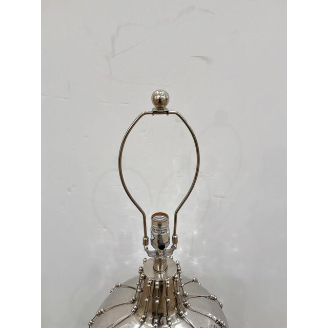 Modern Arteriors Elise Lamp Beaded Polished Nickel For Sale - Image 3 of 3