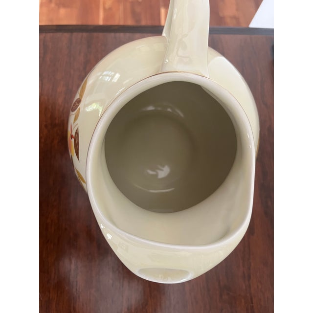 1940s Vintage Hall China Jewel Tea Autumn Leaf Large Ceramic Pitcher Water Jug Circa 1940 For Sale - Image 5 of 6