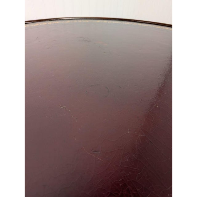 Wood Vintage Regency-Style Drum Table With Leather Top For Sale - Image 7 of 13