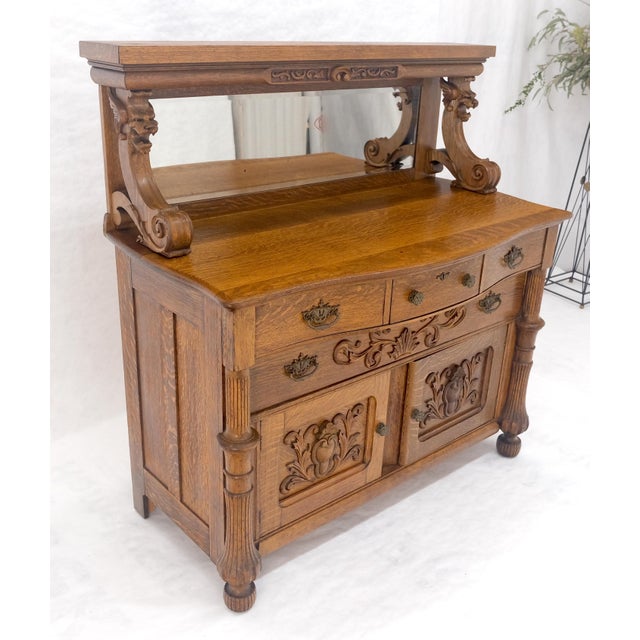 Victorian Lions Heads Mirrored Backsplash Fine Carved Oak Sideboard MINT! For Sale - Image 10 of 18