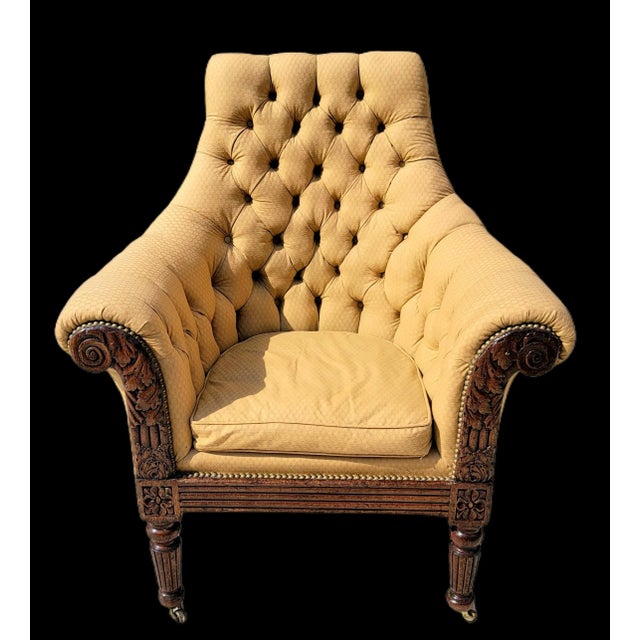 19th Century Antique Carved Mahogany Regency Library Chair For Sale - Image 9 of 9