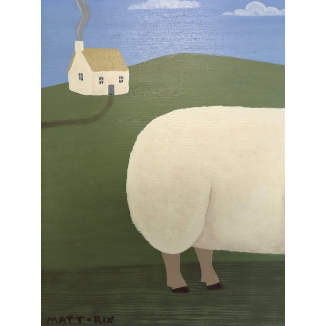 Paint Contemporary 'Mary' Original Naïve Style Animal Oil Painting by British Artist Matt Rix, Framed For Sale - Image 7 of 9