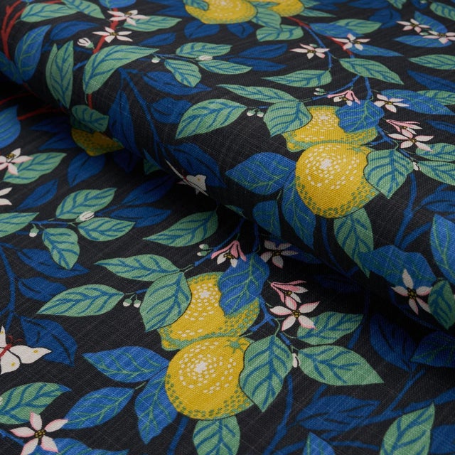 Borastapeter Boråstapeter Citronträd Fabric In Spruce And Blue For Sale - Image 4 of 5