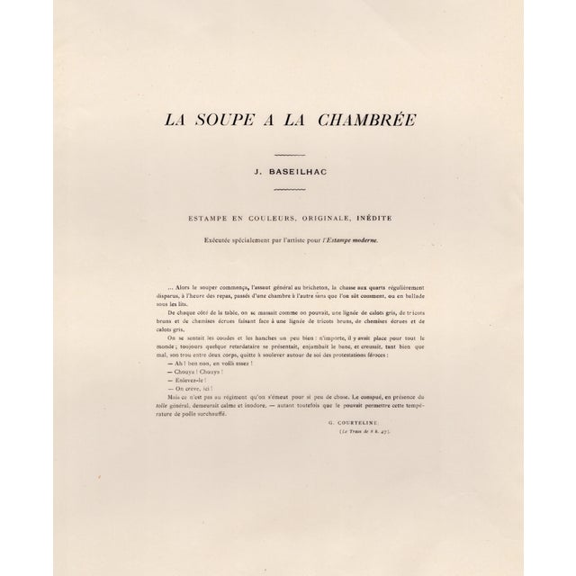 J. Baseilhac, La Soupe à la Chambrée, 1898, Lithograph For Sale - Image 7 of 9