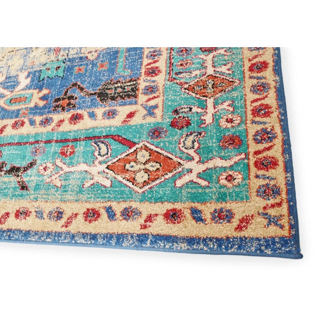 2020s Vintage Style Blue / Beige Persian Rug For Sale - Image 5 of 6