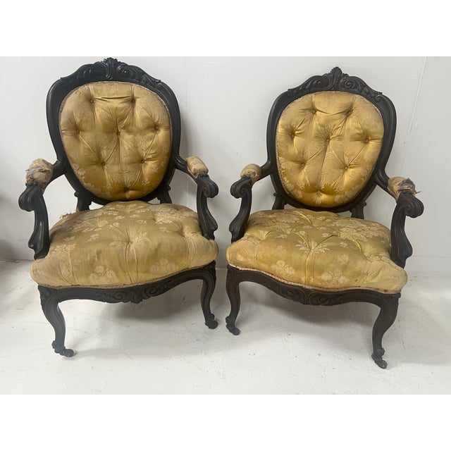 20th Century Napoleon III Louis XV Armchairs in Pearwood, Set of 2 For Sale - Image 15 of 15