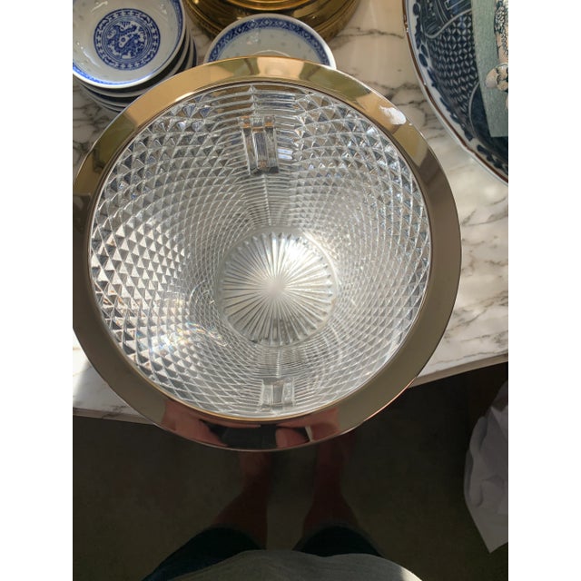 English Mid Century Pressed Glass Ice Bucket Silver Trim For Sale - Image 9 of 10