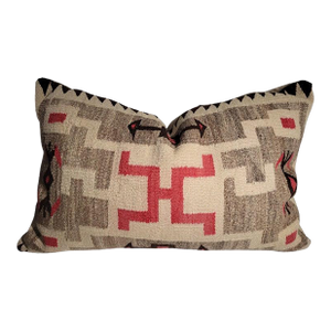 Navajo Indian Weaving Bolster Pillow W/ Suede Backing
