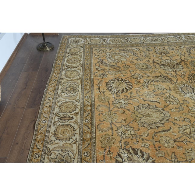 1970s Vintage Persian Handmade Wool Cotton Orange Area Rug For Sale - Image 11 of 11