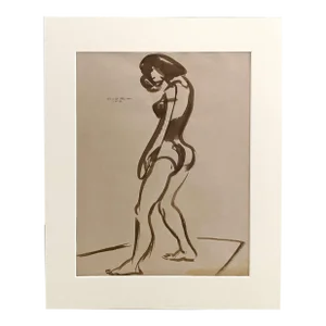 1946 Watercolor on Paper Study of a Standing Dancer by Artist Harold Haydon