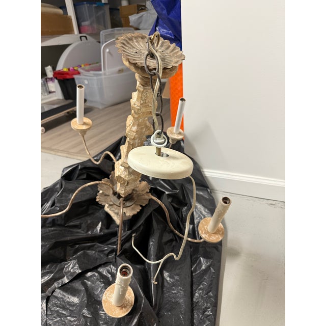 18th Century 18th Century Italian Five-Arm Carved Wood Chandelier With Original Gilding For Sale - Image 5 of 5