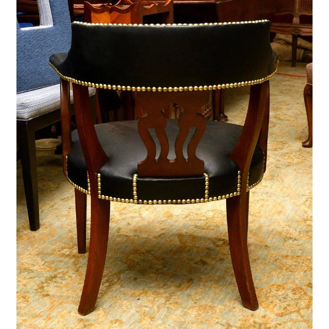 Wood Modern English Mahogany and Leather Captains Chair For Sale - Image 7 of 7