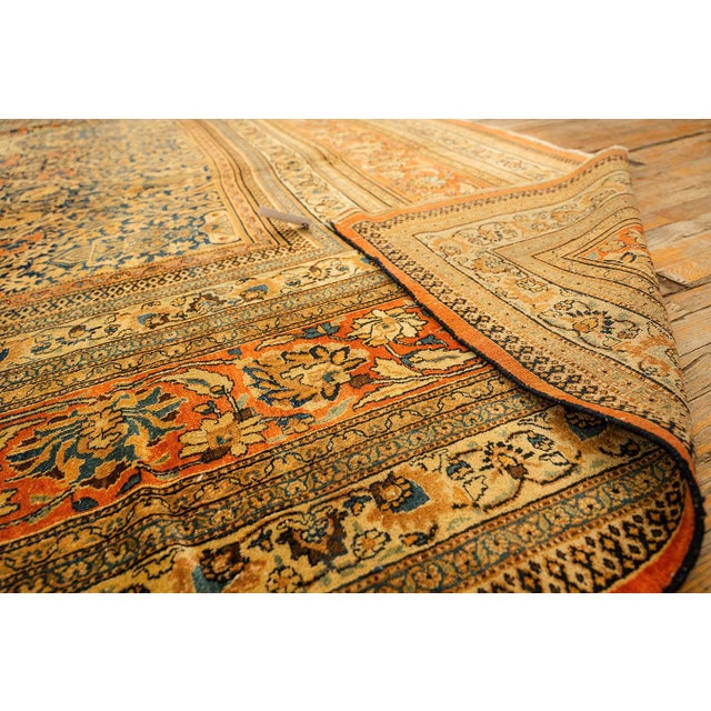 Persian 1820s Antique Navy Cypress Tree Knotted Wool Persian Mashad Gallery Khorasan Rug For Sale - Image 3 of 9