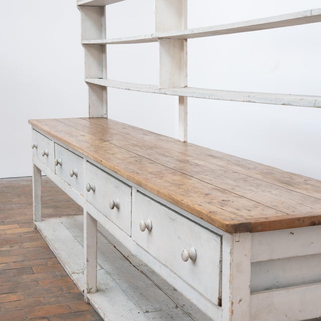 Wood Large Vintage French Painted Wooden Grocery Store Cabinet, 1920 For Sale - Image 7 of 11