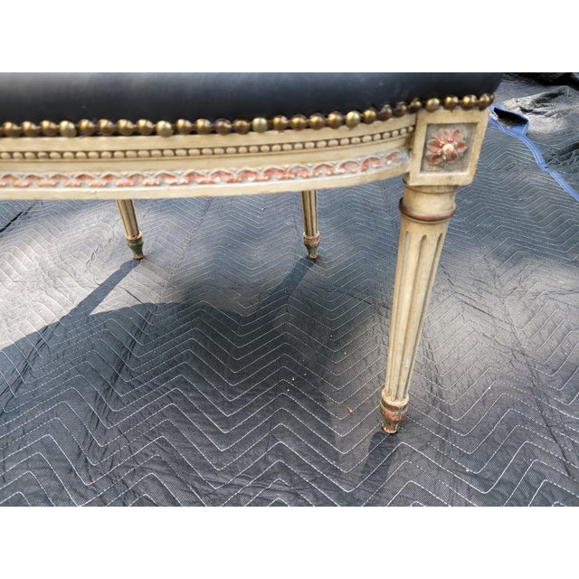 Black Late 20th Century Pair of Custom Neo-Classical French Cane Back Chairs With Black Leather Seat For Sale - Image 8 of 9