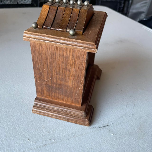 1970s Wood and Cork Clock Coaster and Holder- 7 Pieces For Sale - Image 4 of 6