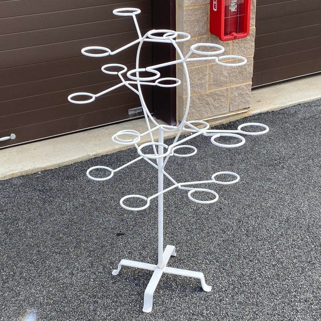 Mid 20th Century Mid-Century Rotating Wrought Iron 21 Ring Plant Stand For Sale - Image 5 of 13