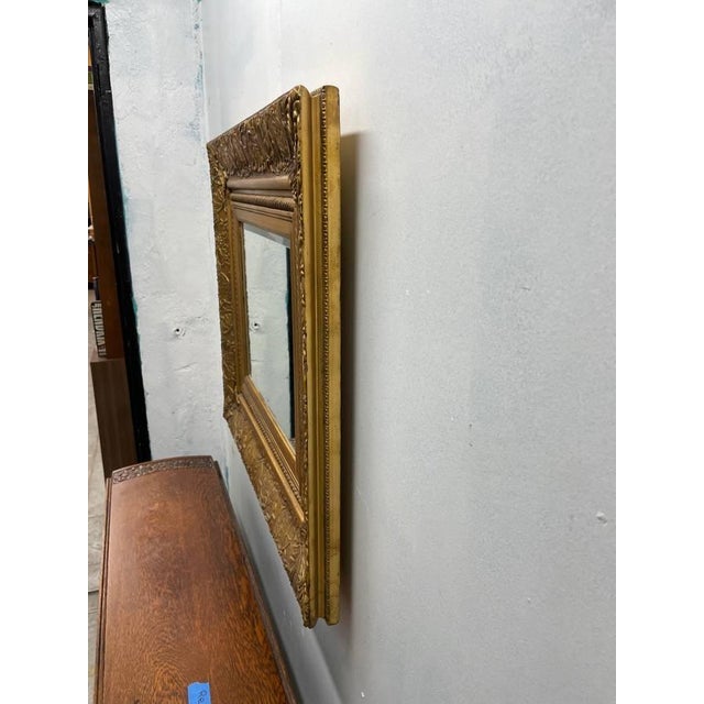 Vintage Gold Leaf Mirror, Solid Wood Frame, Beveled Glass Edges, Carved Floral Pattern For Sale - Image 9 of 11