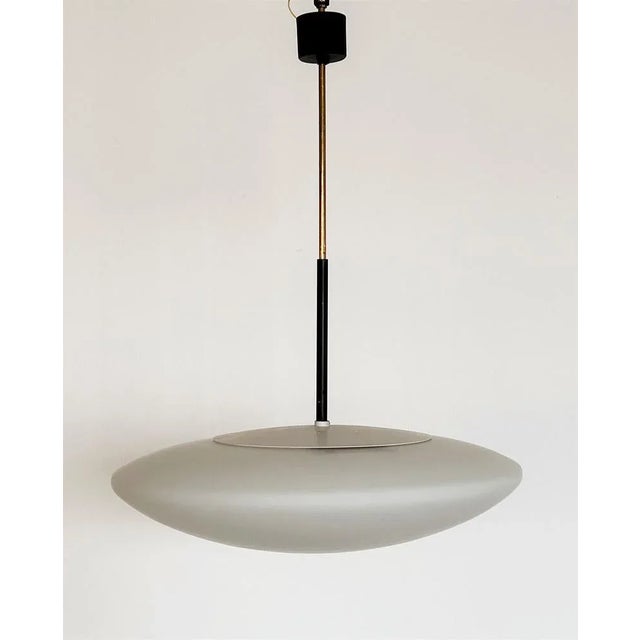 Large Italian Opaline Glass and Brass Pendant Light from Stilnovo, 1970s For Sale - Image 13 of 13