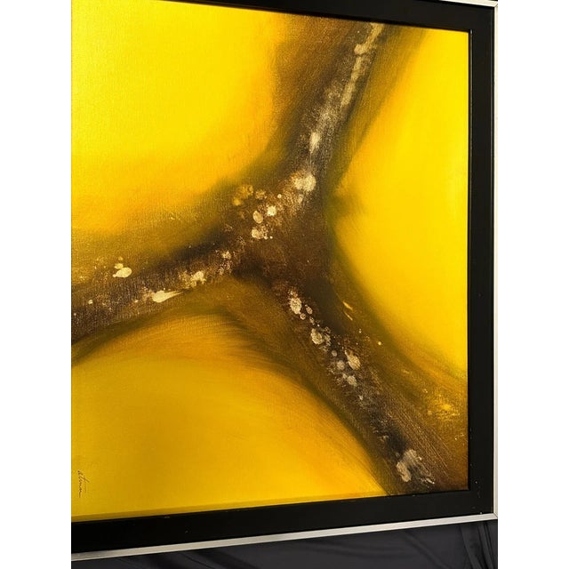 Tim Atmar Signed Original Modern Yellow Ethereal Bird Framed Oil Painting For Sale - Image 4 of 10