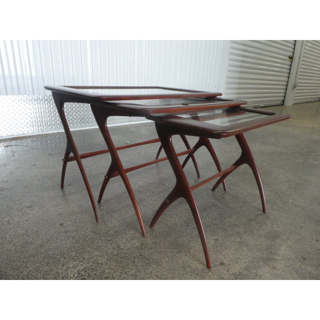 Italian Mid Century Nesting Tables Manner of Ico Parisi - Set of 3 For Sale - Image 13 of 13