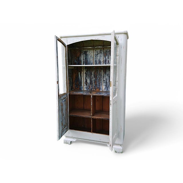 Antique Wooden Display Cabinet with Original Beveled Glass and Lived-in Patina, 1890s For Sale - Image 3 of 9
