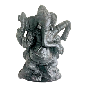 Early 20th Century Ganesh Statue in Granite Stone Hand Carved South India Heavy Ganesha Antique