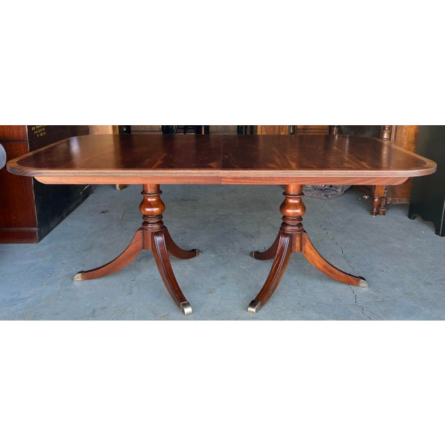 Ethan Allen Mahogany Double Pedestal Abbott Dining Table Chairish