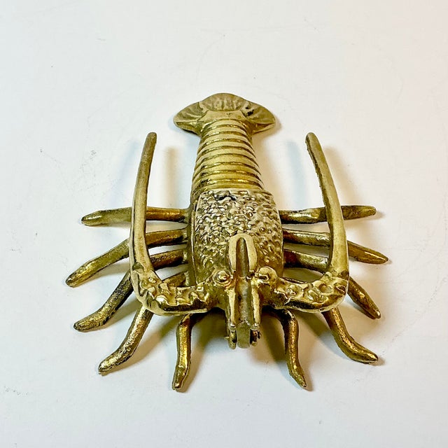 1960s Vintage Coastal Hollywood Regency Boho Chic Brass Lobster Box For Sale - Image 4 of 14
