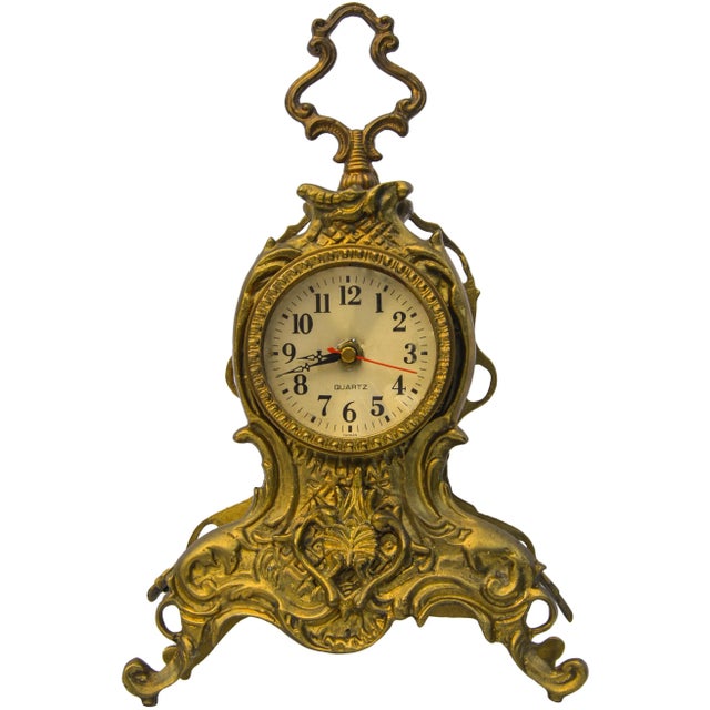 Metal Mid 20th Century French Handmade Brass Clock For Sale - Image 7 of 7