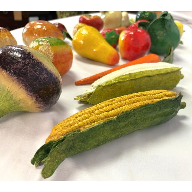 Vintage Realistic Hand Crafted Papier Mâché Fruits and Vegetables- Set of 25 For Sale - Image 18 of 18