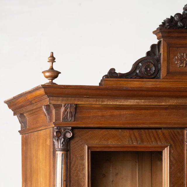 Victorian Pair, Late 19th Century Walnut Display Cabinet Bookcases With Glass Panels For Sale - Image 3 of 18