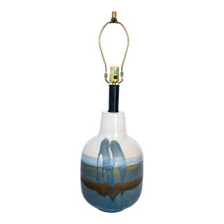 Mid Century Modern Drip Glaze Pottery Table Lamp For Sale